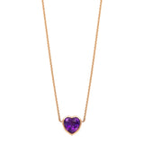 Bezel Heart Necklace with Amethyst (In Stock)