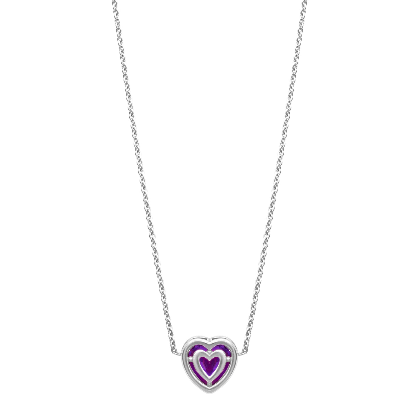 Bezel Heart Necklace with Amethyst